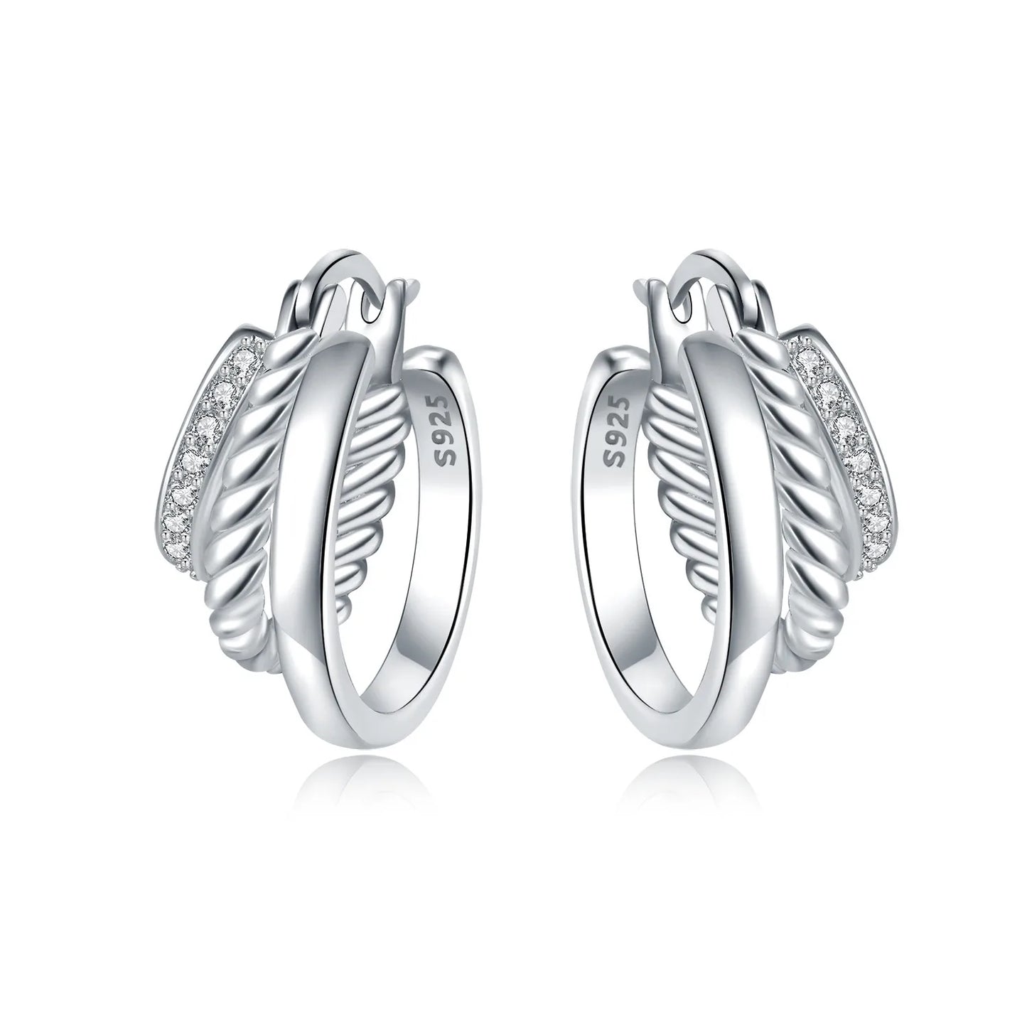 925 Sterling Silver Hoop Earrings – Minimalist Layered Huggie Earrings for Women