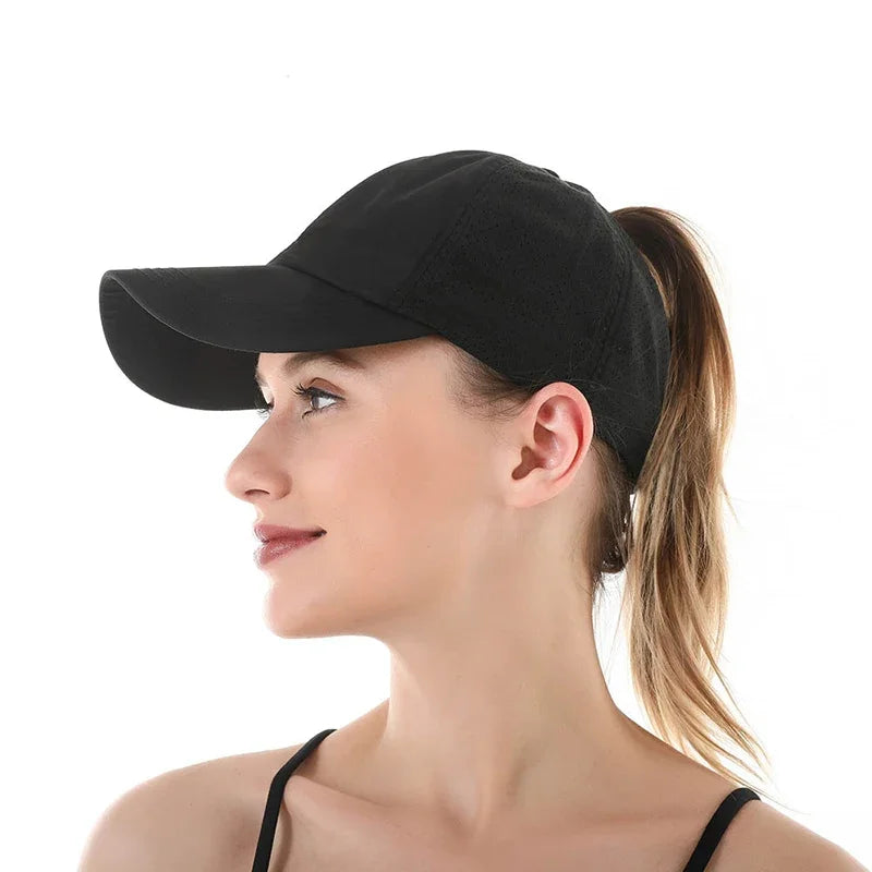 Women’s Ponytail Baseball Cap – Breathable Mesh Sports Hat for Running & Gym