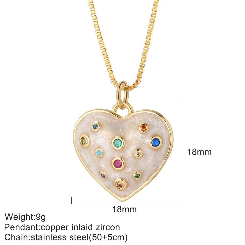 Gold Charm Pendant Necklace Collection – Celestial Eye Heart Sun Moon Layered Necklaces for Women