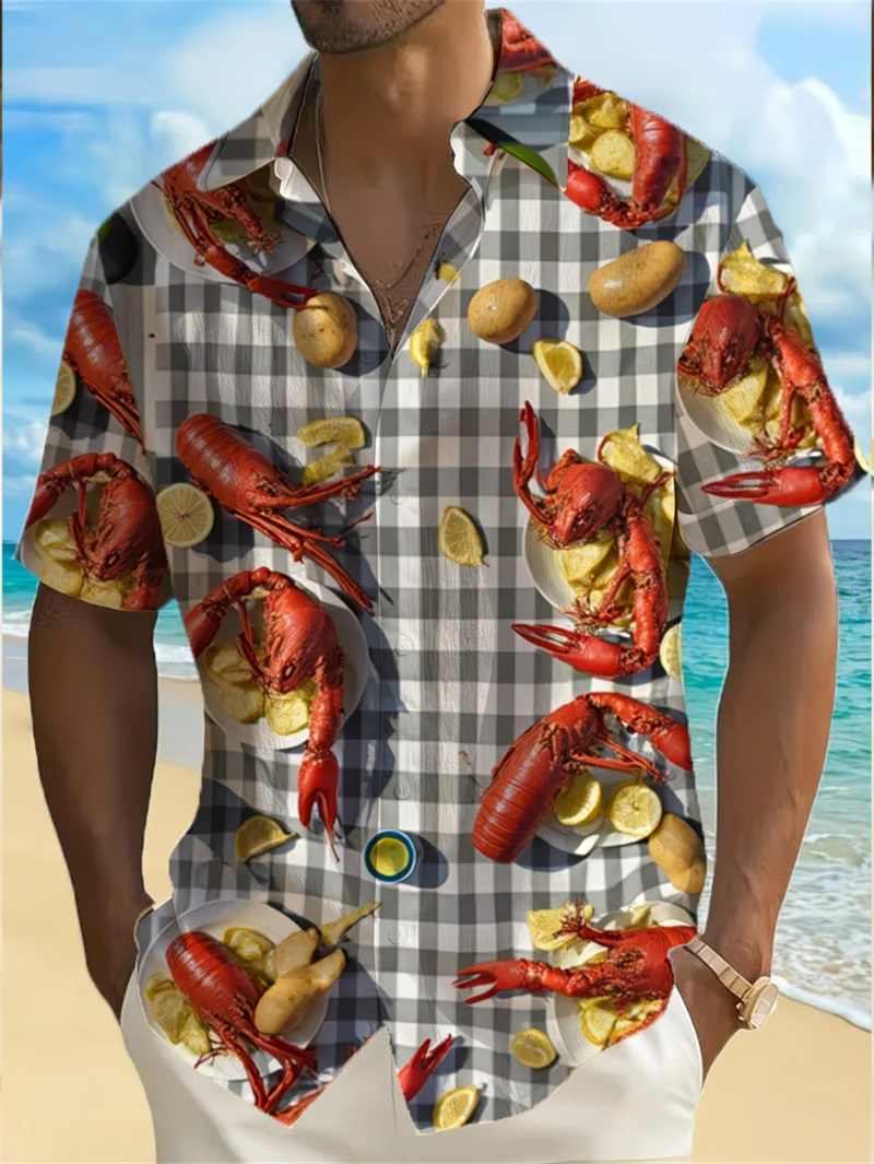 Tropical Pink Hawaiian Shirt Cartoon Tie Print Casual Beach Party Top