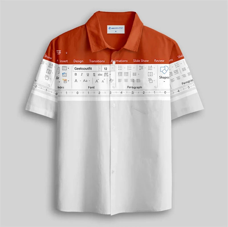 Funny Excel Spreadsheet Hawaiian Shirt 3D Print Y2K Vacation Button Up Shirt