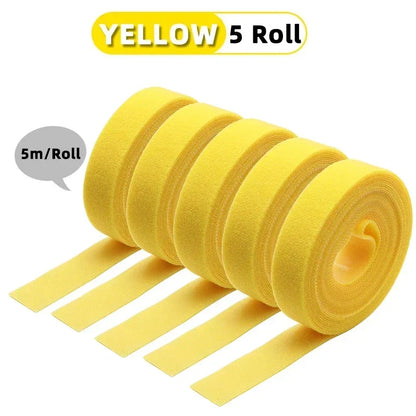 5m/roll Reusable Cable Management Strap Roll – Hook & Loop Fastener Tape