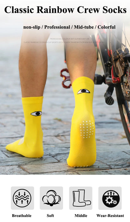Anti Slip Grip Sports Socks – Athletic Crew Socks for Soccer & Training