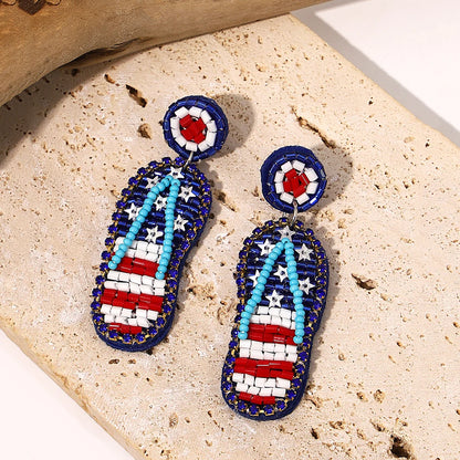 Boho Beach Statement Earrings – Handmade Beaded Starfish Seahorse Shell Drop Earrings for Women