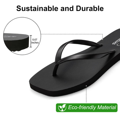Gacimy Summer Women's Flip Flops Fashion Square Toe Flip Flops Comfort Lightweight Rubber Beach Pool Thong Sandals Bath Slippers