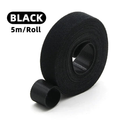 5m/roll Reusable Cable Management Strap Roll – Hook & Loop Fastener Tape