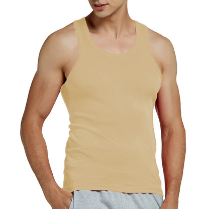 Tank Tops Men 2026 Summer 100% Cotton Cool Fitness Vest Sleeveless Tops Gym Slim Colorful Casual Undershirt