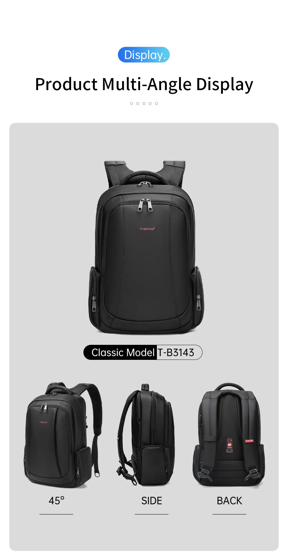 TIGERNU Laptop Backpack for Men – Waterproof Business Travel Backpack