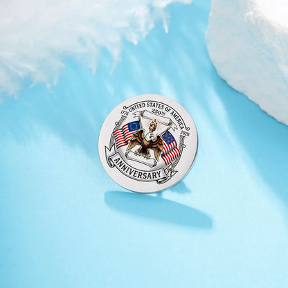 USA 250th Anniversary Round Pin Brooch – 30mm Patriotic Badge