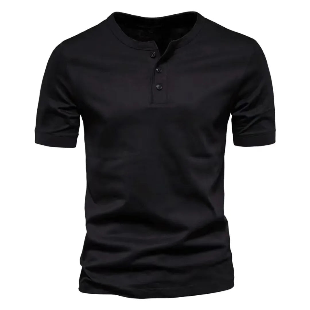 Men’s Casual Henley T-Shirt – Slim Fit Short Sleeve Cotton Tee