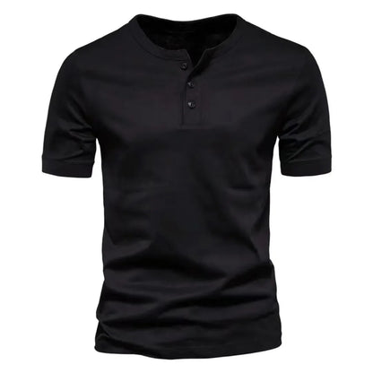 Men’s Casual Henley T-Shirt – Slim Fit Short Sleeve Cotton Tee