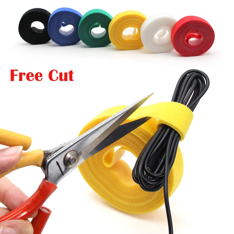 5m/roll Reusable Cable Management Strap Roll – Hook & Loop Fastener Tape