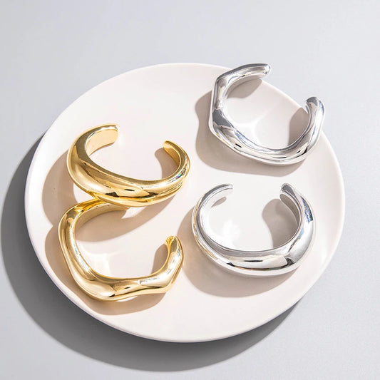 Chunky Open Cuff Bracelet – Gold & Silver Statement Bangle