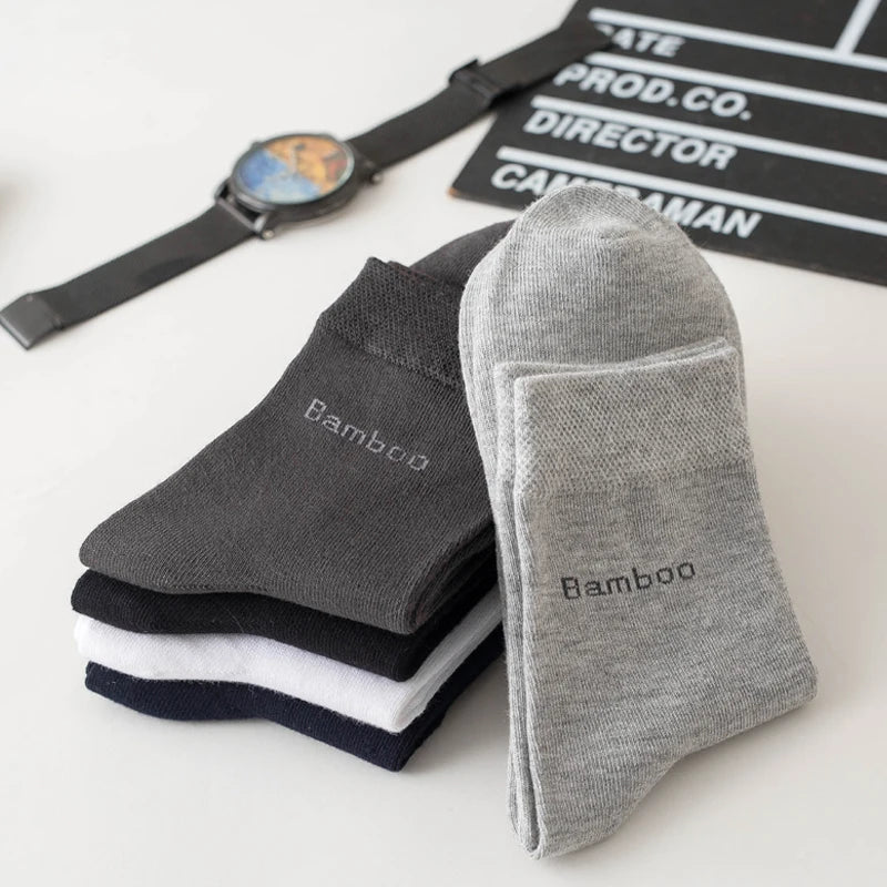 Bamboo Fiber Crew Socks – Soft Breathable Casual Dress Socks for Men & Women