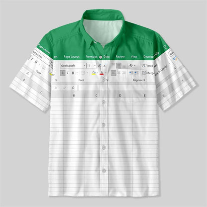 Funny Excel Spreadsheet Hawaiian Shirt 3D Print Y2K Vacation Button Up Shirt