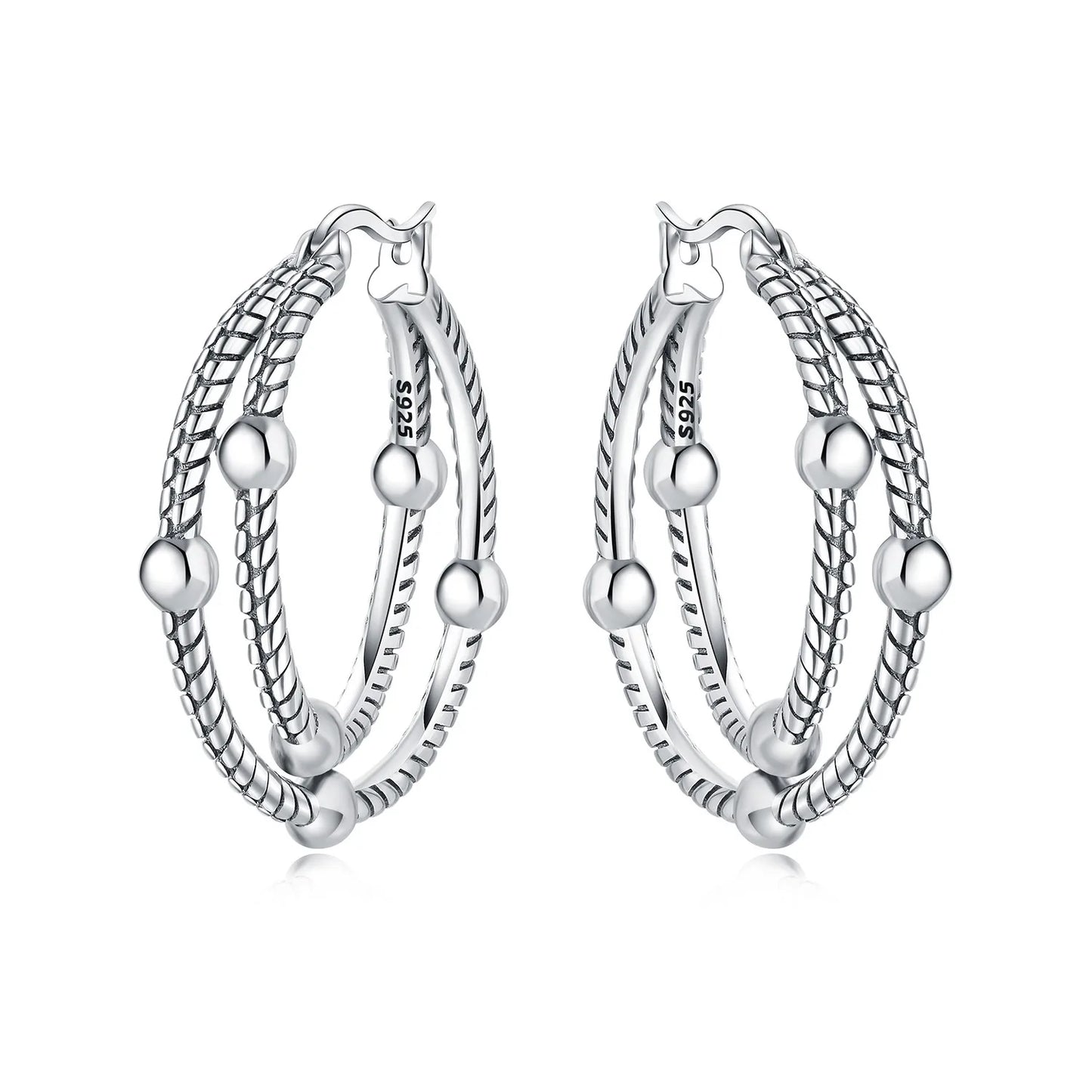 925 Sterling Silver Hoop Earrings – Minimalist Layered Huggie Earrings for Women