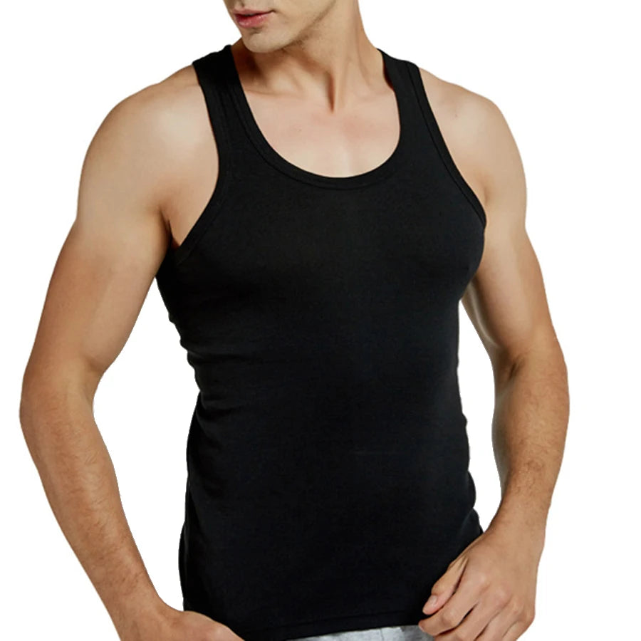 Tank Tops Men 2026 Summer 100% Cotton Cool Fitness Vest Sleeveless Tops Gym Slim Colorful Casual Undershirt