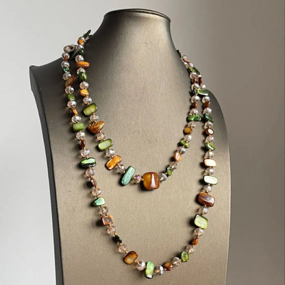 Bohemian Colorful Irregular Shell Beaded Necklace Long Sweater Chain Accessory Vintage Style Women's Holiday Fashion Jewelry