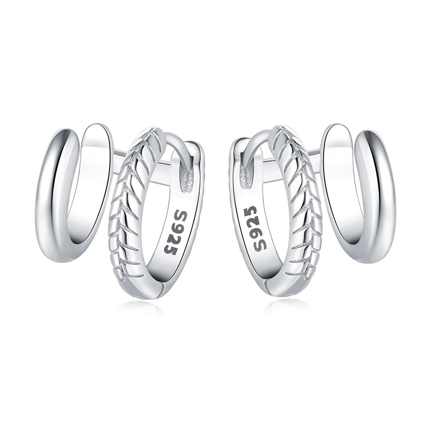925 Sterling Silver Hoop Earrings – Minimalist Layered Huggie Earrings for Women