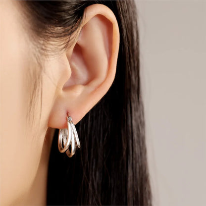925 Sterling Silver Hoop Earrings – Minimalist Layered Huggie Earrings for Women