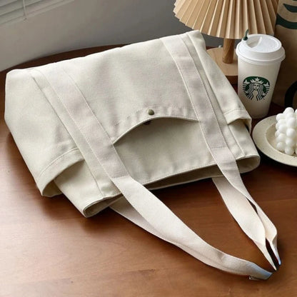 Canvas Tote Shoulder Bag – Large Capacity Minimalist Everyday Handbag for Women