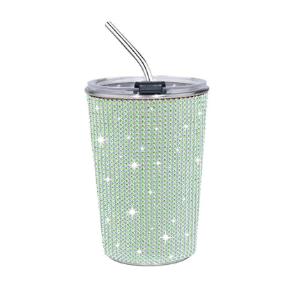 500ml Rhinestone Stainless Steel Water Bottle with Straw Luxury Sparkling Cup