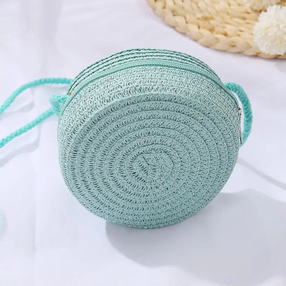 Round Straw Crossbody Bag – Cute Boho Crochet Mini Shoulder Purse for Women