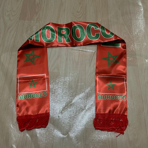Morocco Flag World Cup 2026 Scarf | Double-Sided Satin Sports Fan Scarf