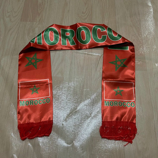 Morocco Flag World Cup 2026 Scarf | Double-Sided Satin Sports Fan Scarf