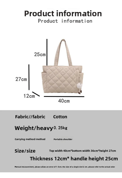 Quilted Puffer Tote Bag – Large Capacity Lightweight Shoulder Handbag for Women