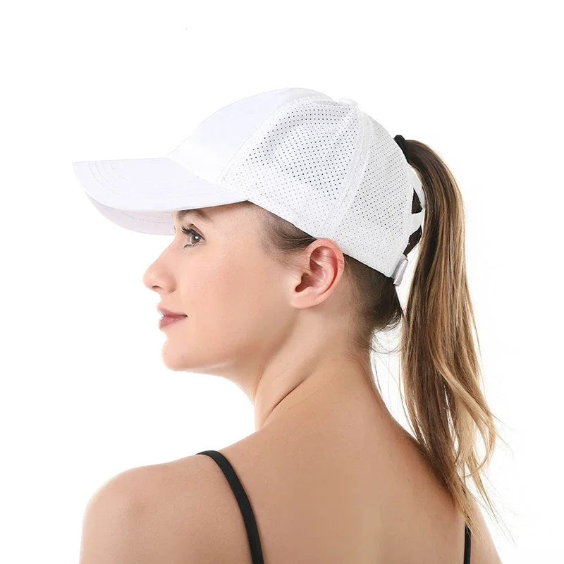Women’s Ponytail Baseball Cap – Breathable Mesh Sports Hat for Running & Gym
