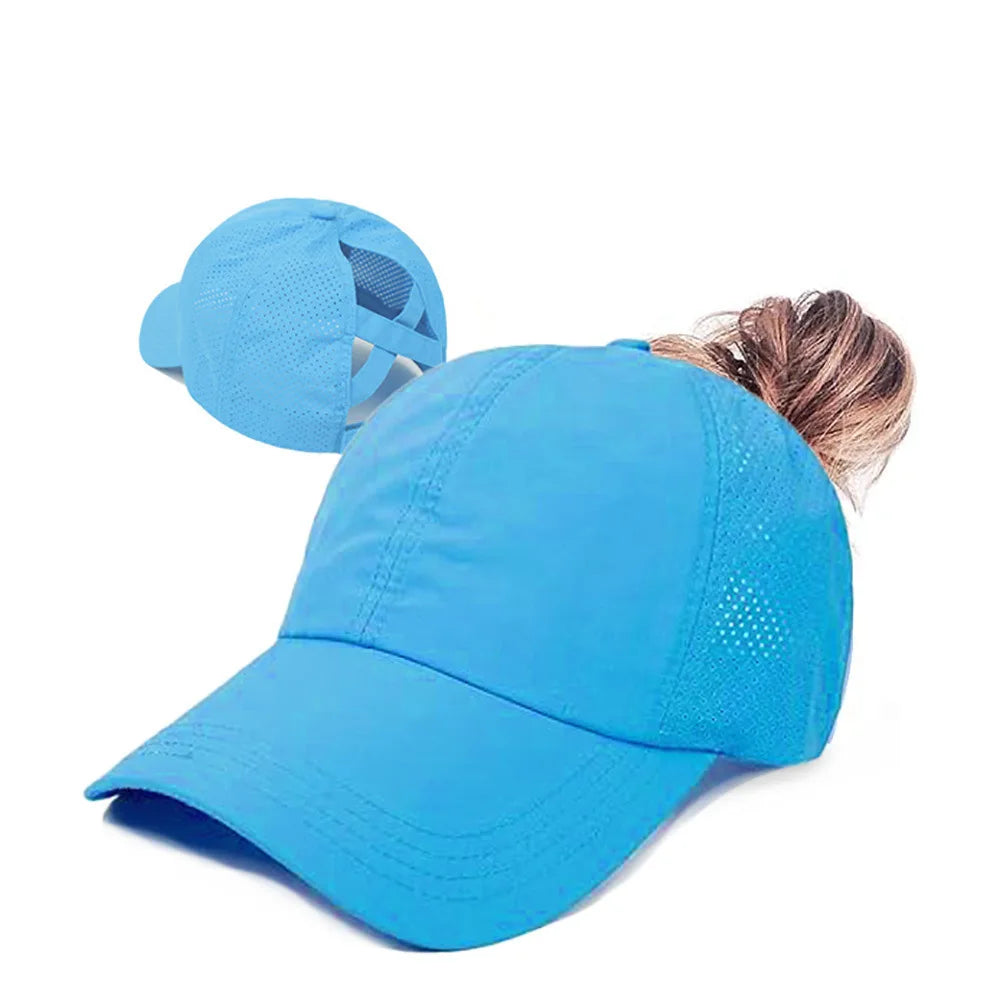 Women’s Ponytail Baseball Cap – Breathable Mesh Sports Hat for Running & Gym