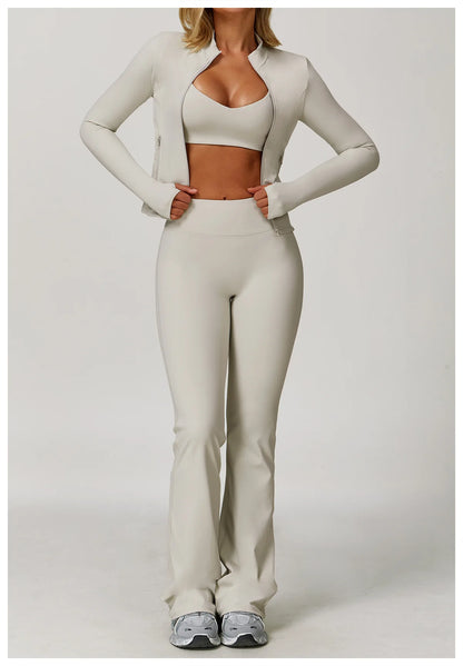 Women's Tracksuits 2 Pieces Sports Set Women Tracksuit Running Workout Sport Suit Gym Sportswear Long Sleeve Bra Clothing