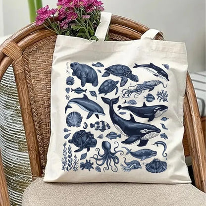 Marine Organism Tote Bags Vibrant Shark