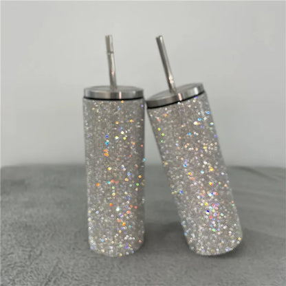 20oz Bling Diamond Tumbler with Straw Stainless Steel Insulated Coffee Cup