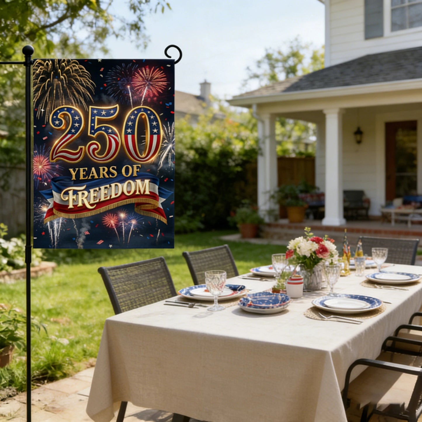 250th Anniversary Garden Flag Patriotic Banner Independence Day 4th of July Decoration for Garden Yard Porch Lawn Outdoor Decor