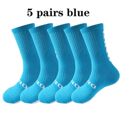 5 Pairs Compression Sports Crew Socks – Breathable Athletic Running & Training Socks