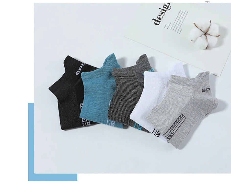 5 Pairs Men’s No Show Sports Socks – Breathable Low Cut Athletic Ankle Socks Set