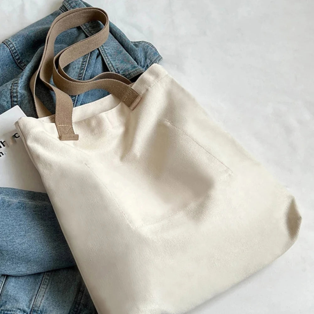 Minimalist Canvas Tote Bag – Large Capacity Casual Shoulder Bag for Women