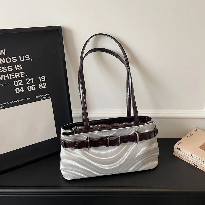 Plaid Shoulder Handbag – Cute Vintage Y2K Tote Purse for Women