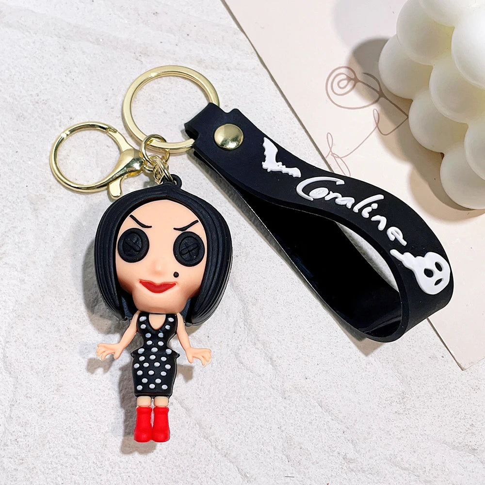 Coraline Character Keychain – Cute Cartoon Figure Bag Charm Keyring