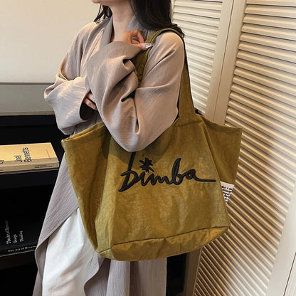 Large Capaci Canvas Tote Bag Women's 2026 New High-End Embroidered Casual op Bag Mom Sle Commuter Bag