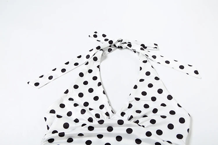 Polka Dots Tank Tops Women Sexy Low-Neck Off Shoulders Backless Street Fashion Versatile Style Ruched Elegant Outfits
