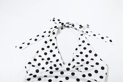 Polka Dots Tank Tops Women Sexy Low-Neck Off Shoulders Backless Street Fashion Versatile Style Ruched Elegant Outfits