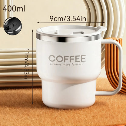 Insulated Coffee Mug with Straw – Stainless Steel Travel Cup for Coffee, Tea & Office Desk Drinkware