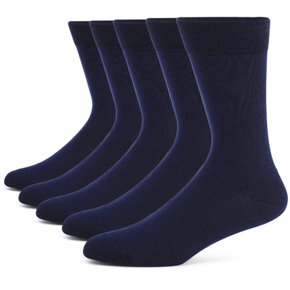5 Pairs Men’s Dress Crew Socks Set – Classic Patterned Business Casual Socks