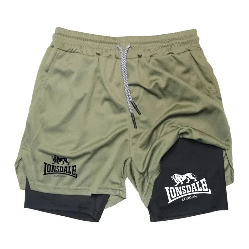 Men’s 2 in 1 Gym Shorts – Compression Layer Athletic Running Shorts Workout Sportswear for Men