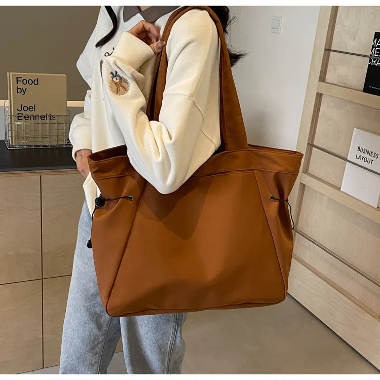 Minimalist Nylon Tote Bag – Large Capacity Casual Shoulder Handbag for Women