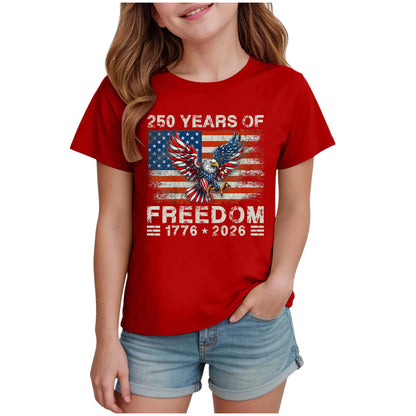 Kids Girls 250 Years of Freedom Graphic T-Shirt