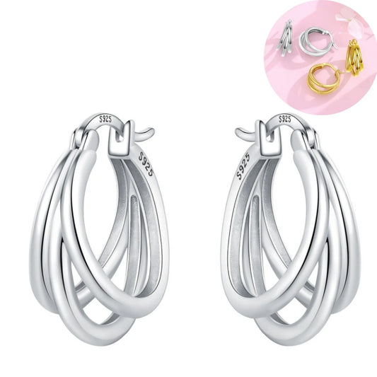 925 Sterling Silver Hoop Earrings – Minimalist Layered Huggie Earrings for Women